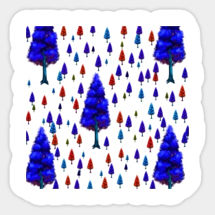 blue red trees leaves background pattern texture Sticker